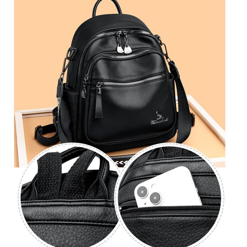 2024 New Fashionable Versatile Handbag Soft Leather Women's Backpack Student Multi Layer Large Capacity Shoulder Bag_voghion.com