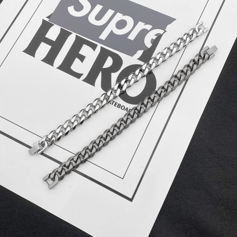 Retro Titanium Steel Hip Hop Chain Simple Personality Couple Cold Style Bracelet Men And Women Trendy Wide Cuban Bracelet_voghion.com