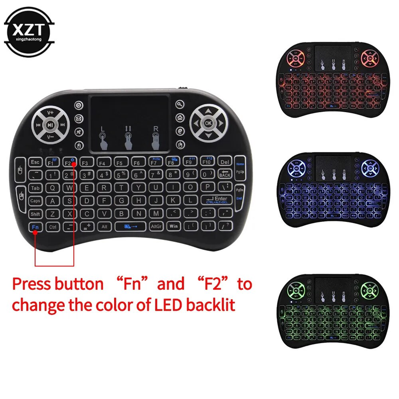 Clavier sans fil i8 2.4GHz, rétro-éclairage, Air Mouse, télécommande tactile, portable, pour Smart TV Box, ordinateur de bureau, 7 couleurs_voghion.com