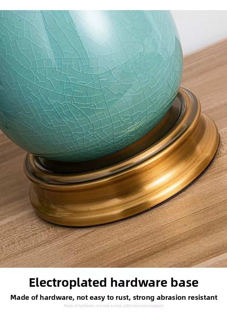 European Style Table Pastoral Ceramic Glass LED Study Desk Smart Lighting Bedroom Decorative Bedside Lamp_voghion.com