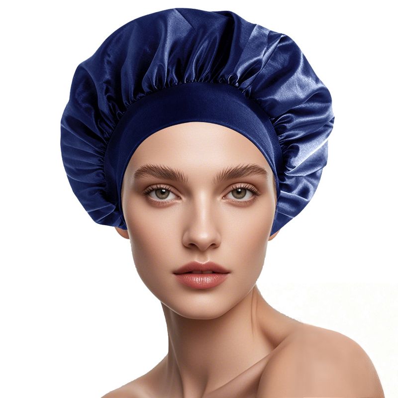 Cross-Border New Women's Wide-Brim High Elasticity European And American Beauty Salon Shower Cap Polyester Hair_voghion.com