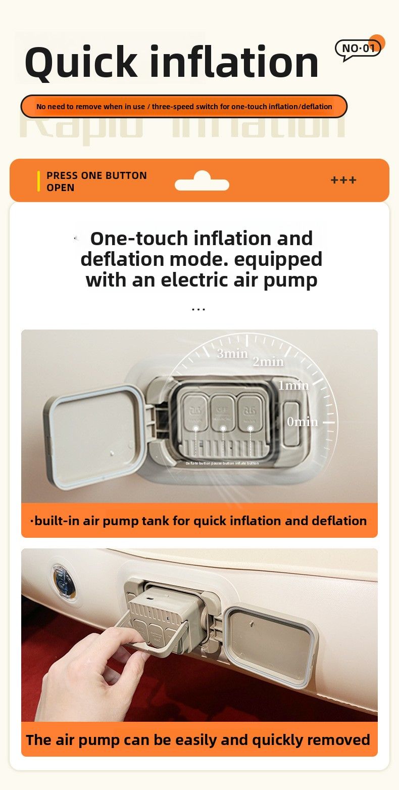 Automatisches aufblasbares Doppel-Luftkissenbett für Camping im Freien, verdickte, beflockte Matratze für Zeltboden_voghion.com