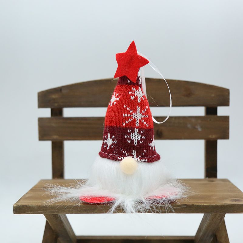 Christmas Decorations Snowflake Knitted Hat With Lights Rudolph Hanging Leg Gnome Faceless Doll Figurine_voghion.com