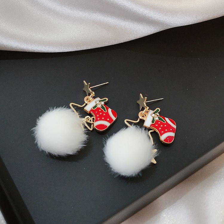 Boucles d'oreilles asymétriques de Noël | Motif flocon de neige coloré et grelot | Pendentif renne à long pompon | Bijoux de déclaration festifs | Noël parfait_voghion.com