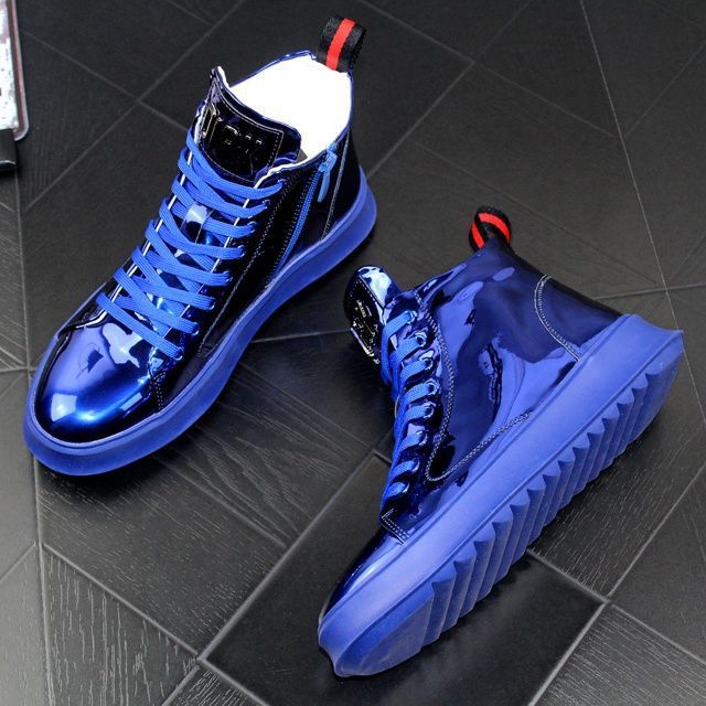 Buty męskie, buty codzienne, buty na cztery pory roku, modne buty, lakierowana skóra, jasne skórzane trampki, buty codzienne dla chłopców za kostkę_voghion.com