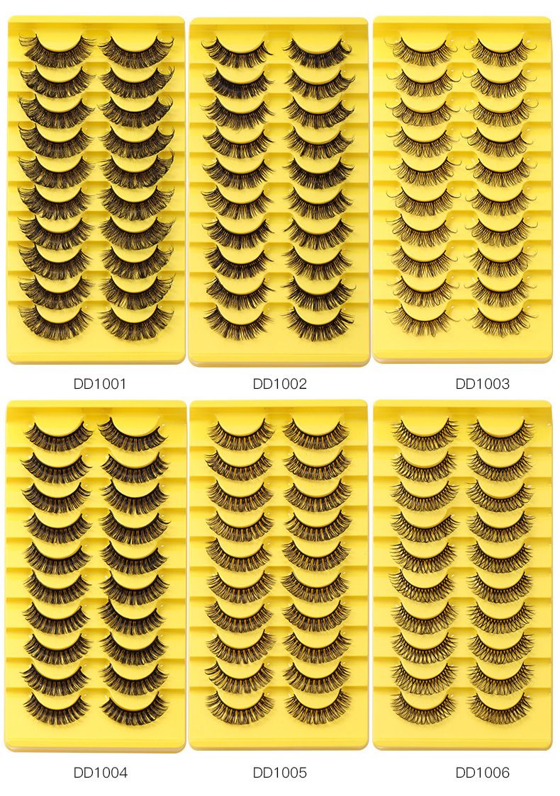 New 10 Pairs Of Boxed False Eyelashes Natural Soft Thick Eyelashes Artificial Chemical Fiber Eyelashes_voghion.com