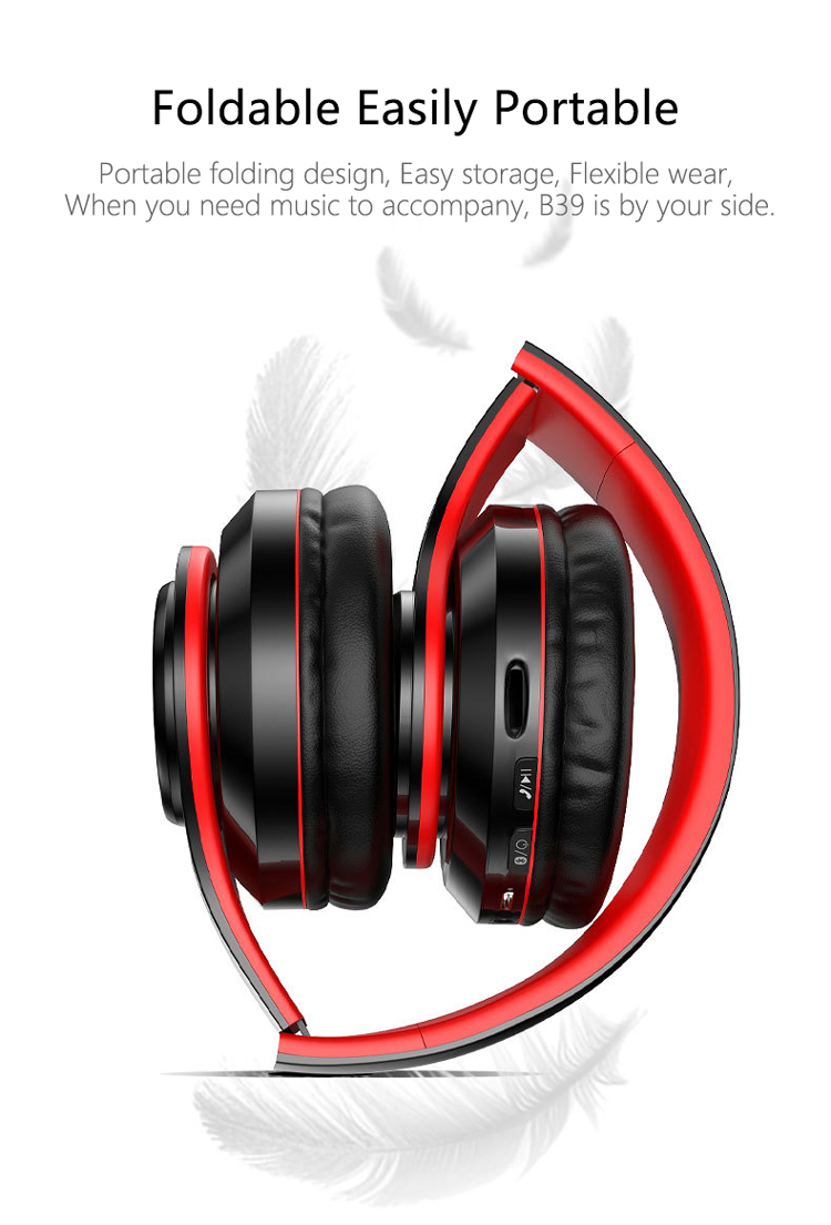 B39 Sluchátka s Bezdrátovou Bluetooth Barevnou Světelnou Připojitelnou Karetní Hra Hudba Pohyb Bluetooth Headset_voghion.com