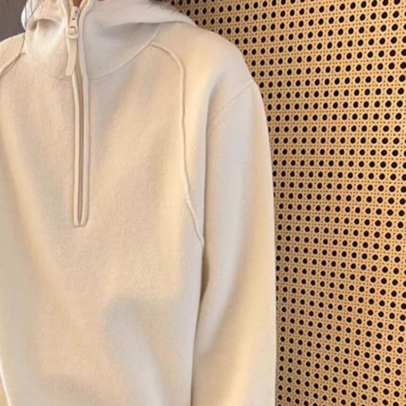 American Lazy Style Double-sided German Velvet Hooded Sweatshirt For Women, 2024 Fashionable Stylish, Small And High-end_voghion.com