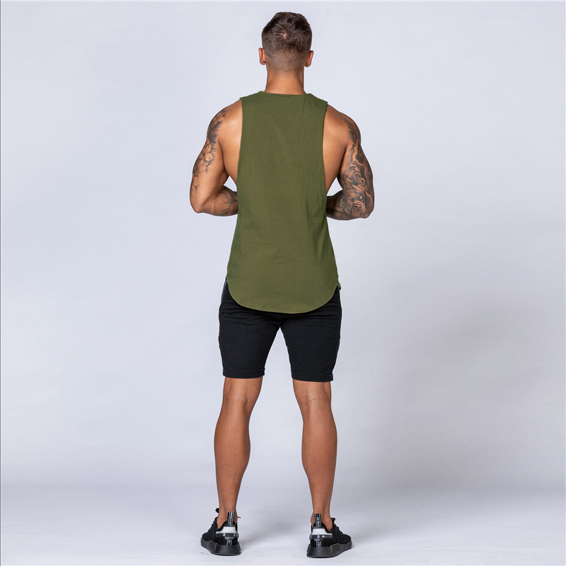 Canotta estiva a cuore allentata in cotone bianco per canotta da uomo Canotta senza maniche fitness solida per uomo_voghion.com