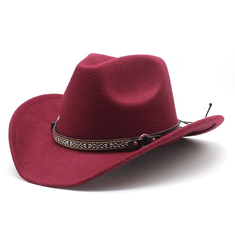 Unisex Woolen top hat Western cowboy Western cowboy hat autumn and winter woolen_voghion.com