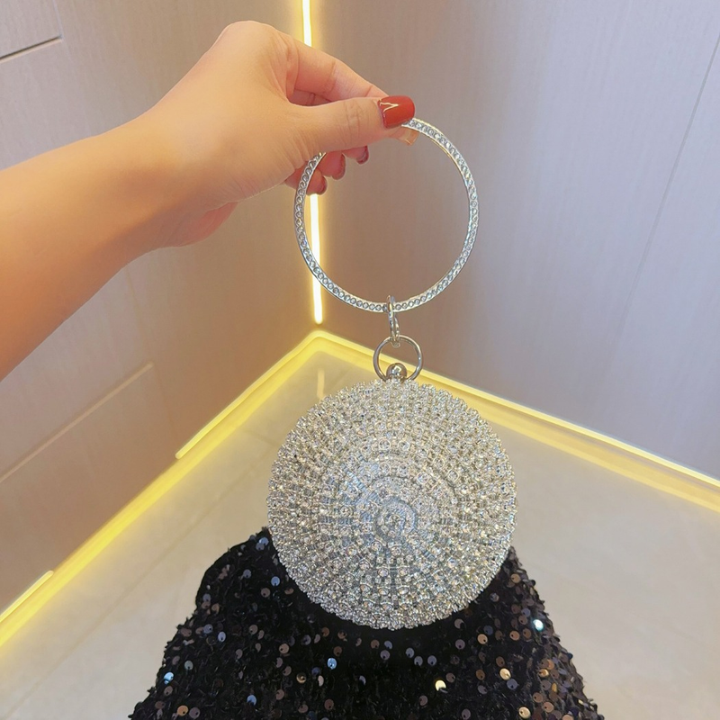 Nouvelle robe de soirée polyvalente à la mode, boule ronde argentée, Mini sac de Banquet à main_voghion.com