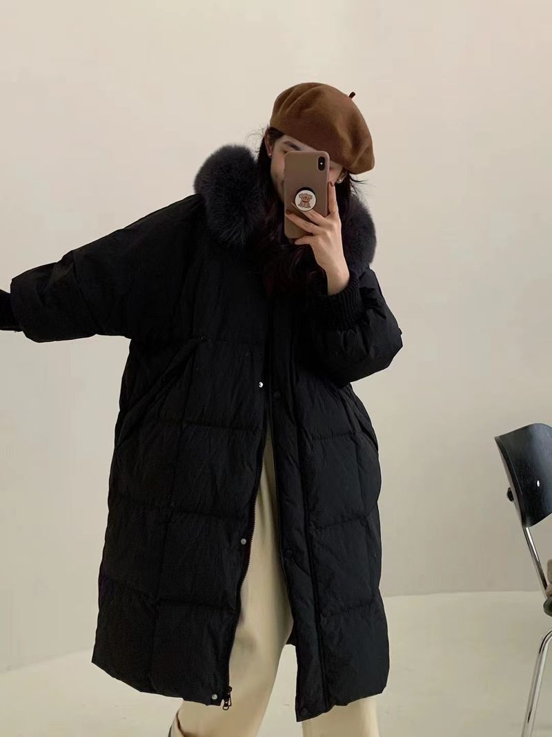Damenmode lange Kapuzenjacke Warme Jacke_voghion.com
