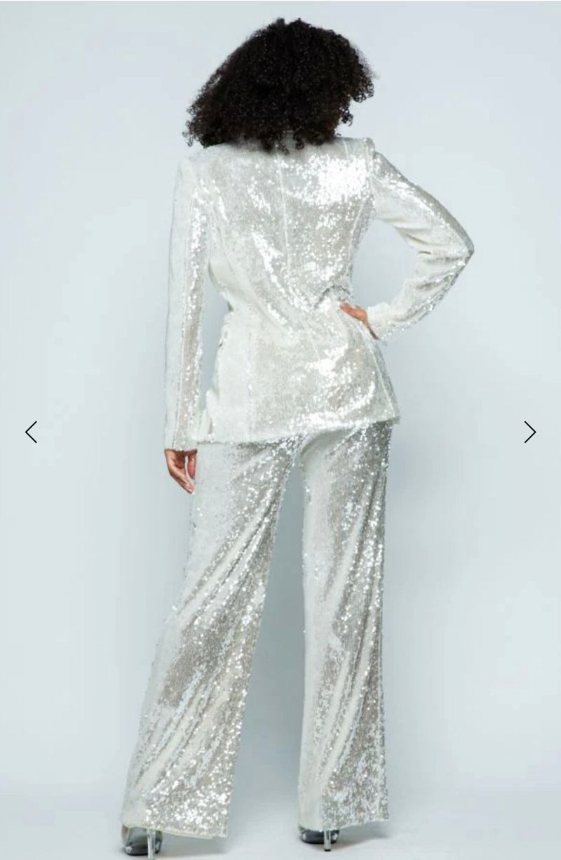 Damenbekleidung Langärmliger Jumpsuit mit V-Ausschnitt und Pailletten, zweiteiliger Anzug_voghion.com