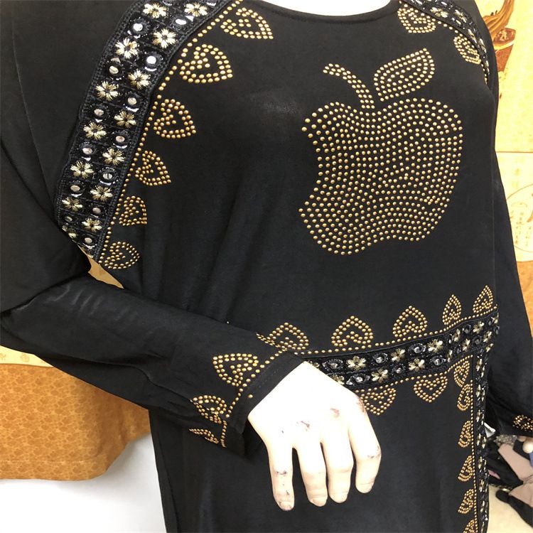 Frauen Kleidung spleißen band heißer diamant taille elegante frauen rock großen rock schwarz robe ABAYA_voghion.com