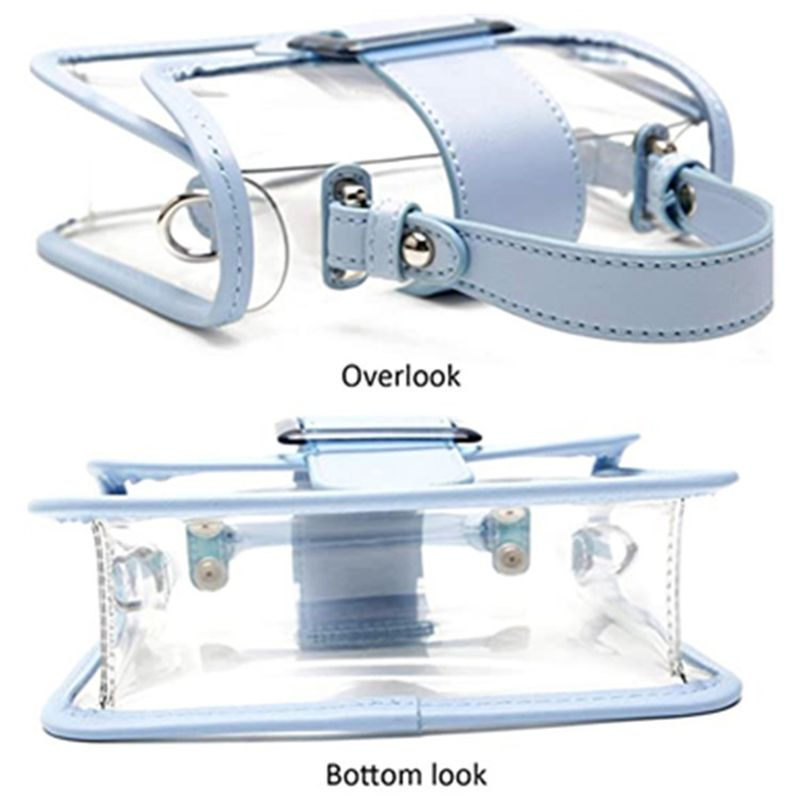 Lihao Borsa tote in PVC Impermeabile 2 in 1 Borsa trasparente con chiusura con fibbia per cintura per la vita quotidiana-Nero_voghion.com