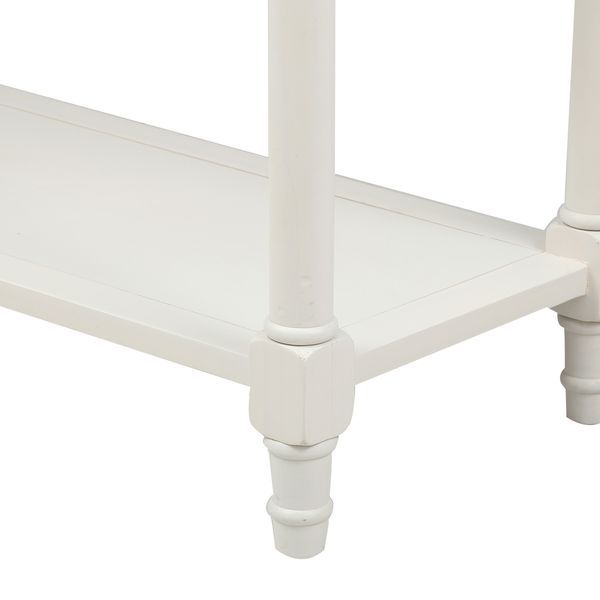 TREXM Daisy Series Console Table Traditional Design With Two Drawers And Bottom Shelf (Ivory White)_voghion.com