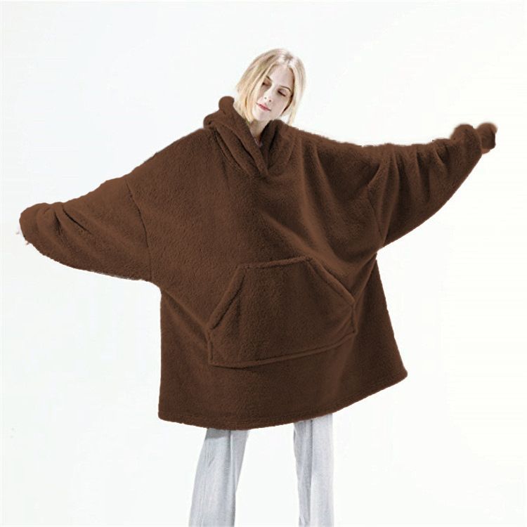 Loose Double Sided Fleece Blanket Couple Style Parent Child Wear Home Clothes_voghion.com