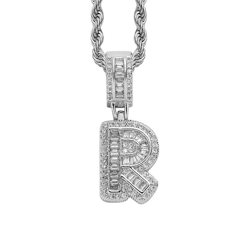 Collana hip hop rock sugar square zirconio ciondolo lettera inglese moda hip hop uomo e donna lettera collana personalità alla moda_voghion.com