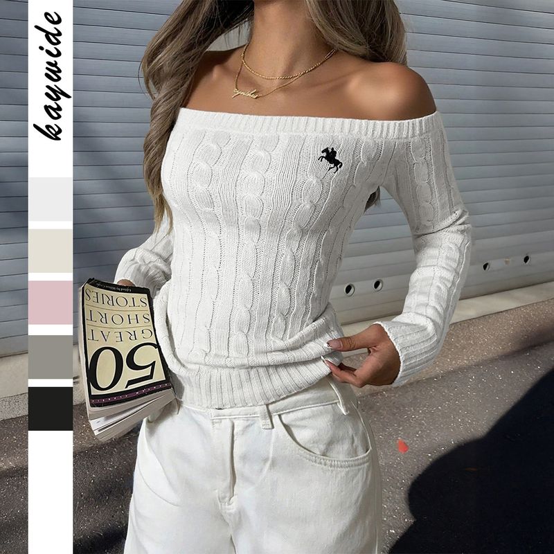 Diyun Fashion, maglione semplice a maniche lunghe con spalle scoperte, lavorato a maglia, abbigliamento da donna autunno inverno 2025_voghion.com
