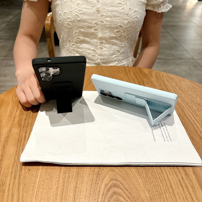 Suitable For Samsung S25 Ultra Phone Case Liquid Silicone Invisible Folding Stand S24+ Shockproof Protective Cover S23_voghion.com