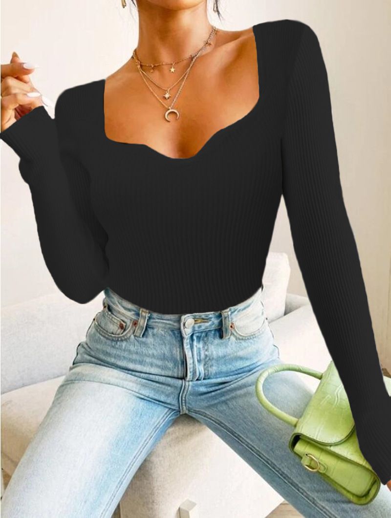 Top maglione pullover sexy a maniche lunghe da donna_voghion.com