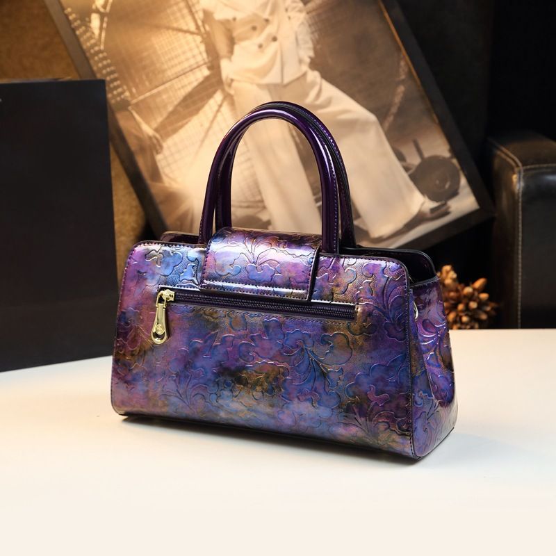 Genuine leather women's 2024 new textured flower handbag, elegant and elegant, one shoulder crossbody mom bag_voghion.com
