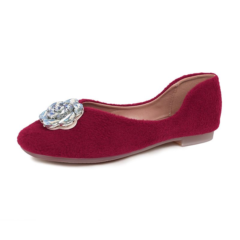 566 Huidong Yixin Da 2025 Scarpe da sposa basse da donna di alta qualità, con punta quadrata, in pelle e suola morbida, rosse, taglia unica, grandi dimensioni_voghion.com