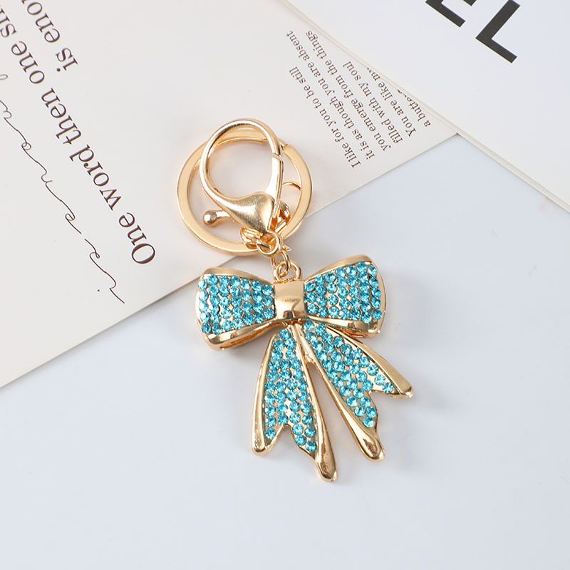 Diamond Bow Metal Car Keychain Simple Personality Style Key Ring Bag Pendant Accessories_voghion.com