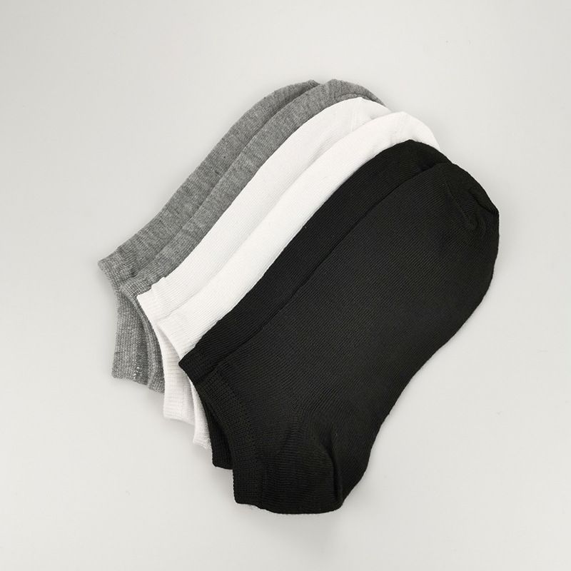 2025d Men's Black White Gray Solid Color Thin Boat Spring Autumn New Business Work Non-Slip Low Cut Cotton Socks_voghion.com
