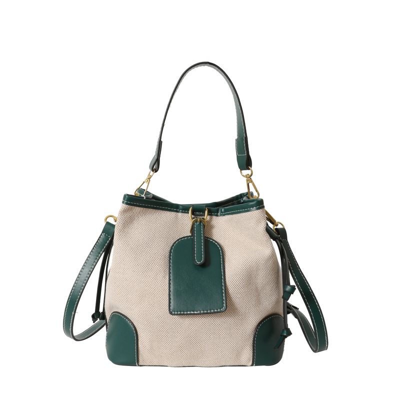 Borsa a secchiello per donna 2023, nuova borsa a mano in tela color block, alla moda, per madre e figlia, con tracolla singola_voghion.com