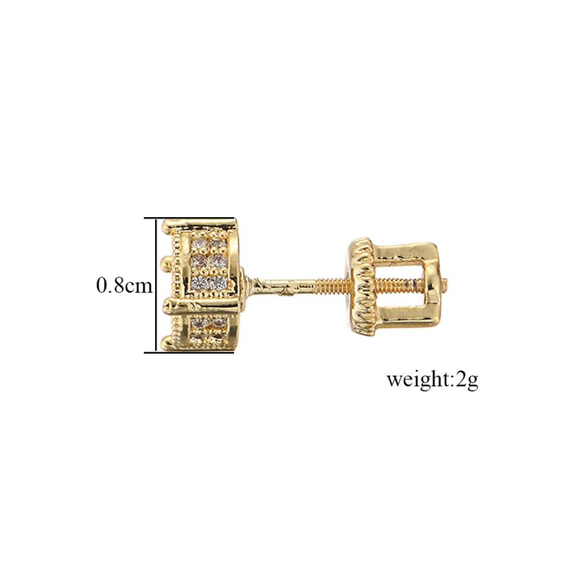 Orecchini Hip Hop da donna, rotondi, con zirconi, personalità, orecchini a quattro griffe, tridimensionali, alla moda, per coppie maschili e femminili_voghion.com