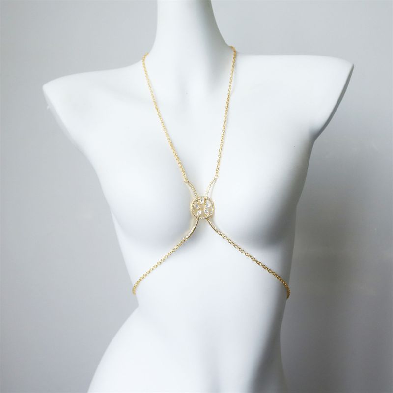 Eleganter Körperkettenschmuck, sexy minimalistische runde Halskette, Bikini-Brustgeschirr-Accessoire, perfekt für Hochzeiten, Partys und Strandurlaube_voghion.com