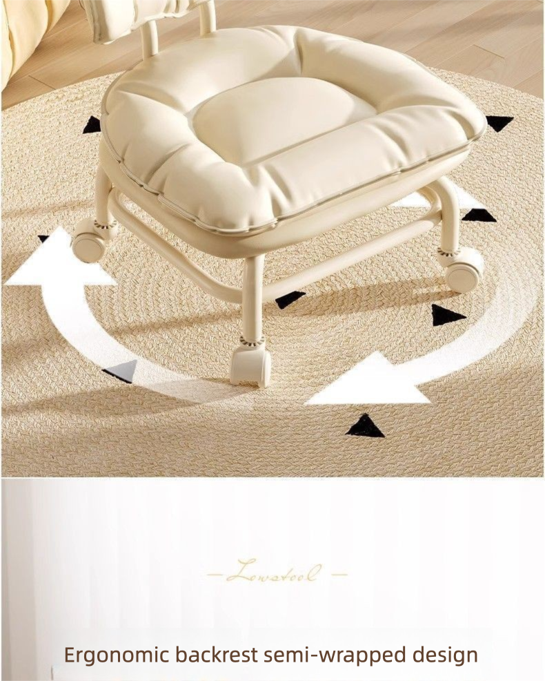 Floor Storage Ornament Universal Wheel Cloud Rolling Small Low Home Children's Stool With Backrest Rotatable_voghion.com