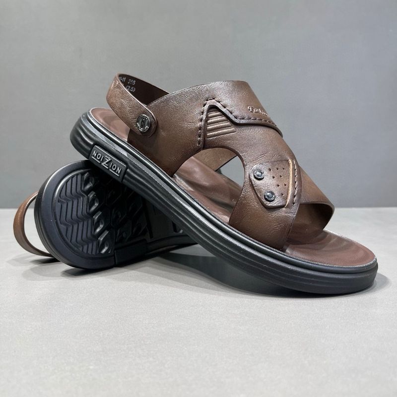 Herren Sommer Strandschuhe aus echtem Leder, Rindsleder, Modell 2025, für den Außenbereich, mit Anti-Rutsch_voghion.com