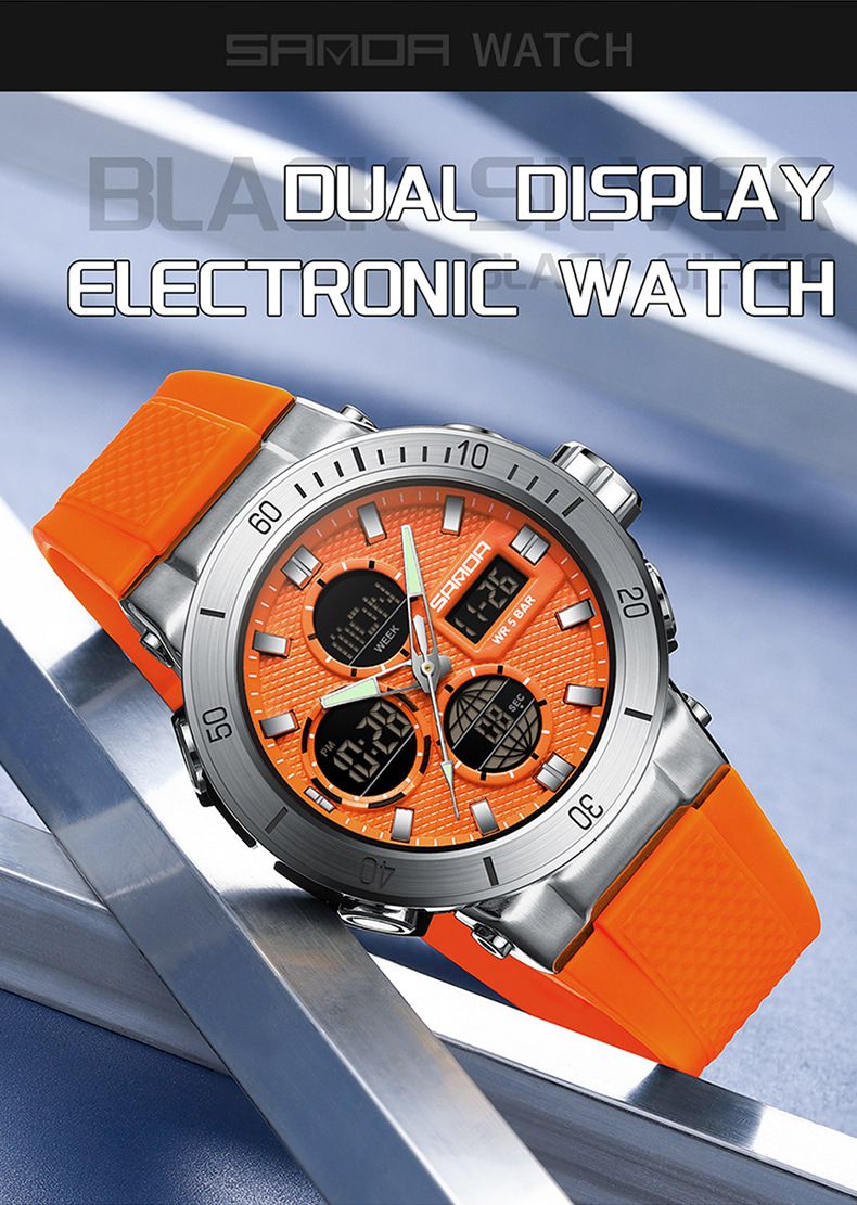 Men's And Women's Sport Digital Watch With Analog Display, Waterproof, Luminous, Multi-Function For Outdoor Activities, Students, And Daily Wear_voghion.com