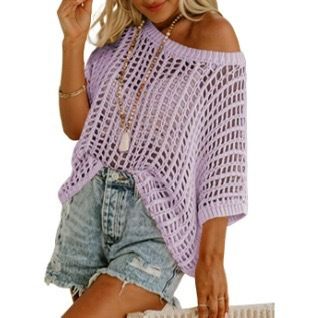 Women's Clothing Sexy Hollow-Out Knit Top – Summer Sleeveless Beach Cover-Up With 3D Lace Pattern & Flowy Sleeves_voghion.com