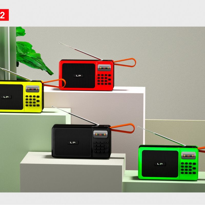 LP-V52 Square Radio Bluetooth Stand Solar Charging Long Antenna with Screen Button Mischievous Mini Card Insertion_voghion.com
