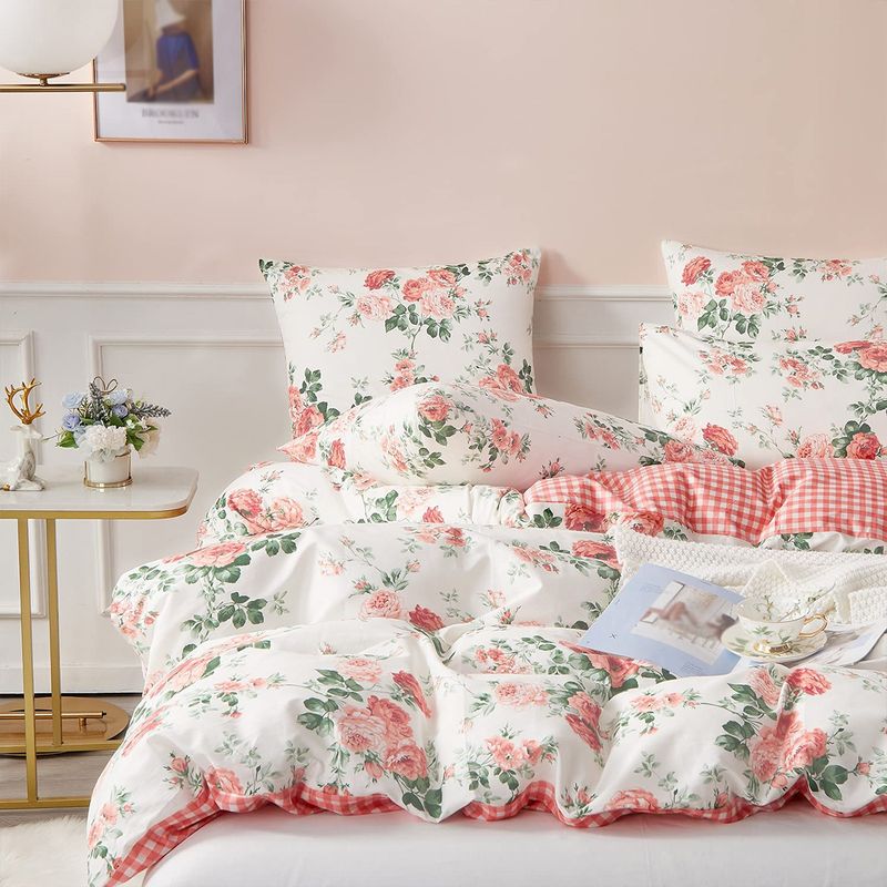 Set copripiumino 3 pezzi - Set di biancheria da letto in poliestere spazzolato con stampa floreale, ultra morbido, matrimoniale king size, 2 federe, antipiega e traspirante_voghion.com