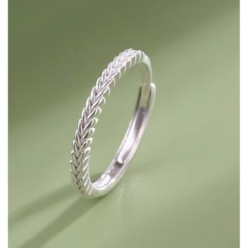 S925 Silberner Weizenährenring für Damen, 2025, neues zartes Nischendesign, bester Freund, Partnerring, schlichtes Band, verstellbar, Index_voghion.com