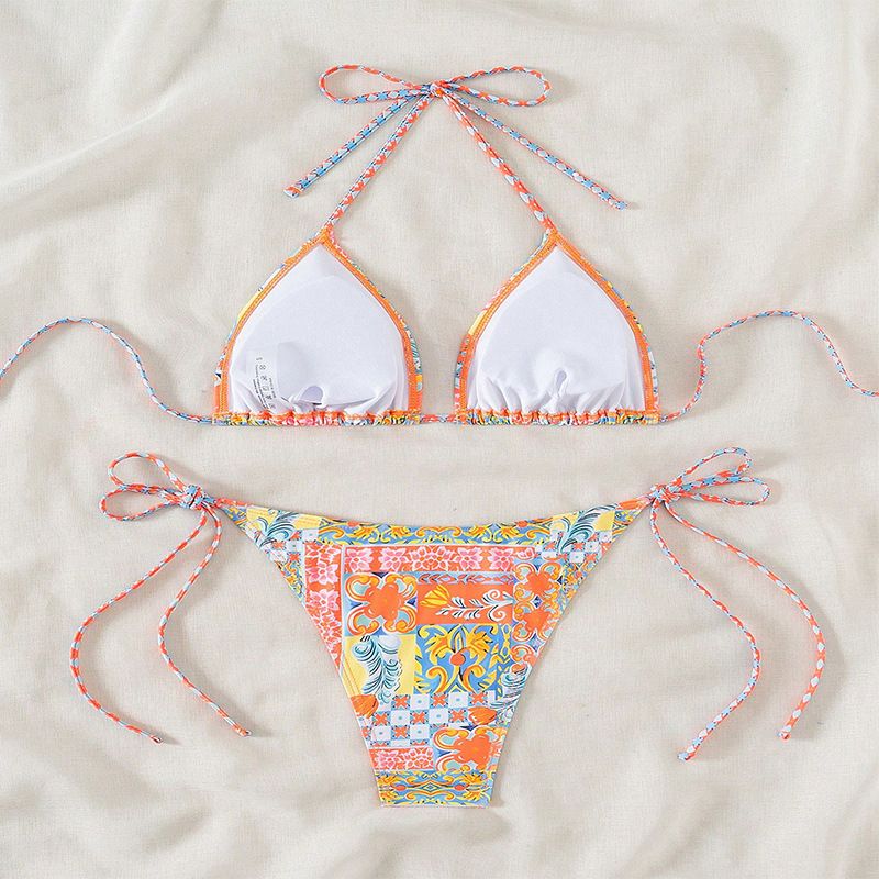 Nuovo costume da bagno bikini sexy con lacci e stampa da donna, costume da bagno da spiaggia per donna, costume da bagno primaverile_voghion.com