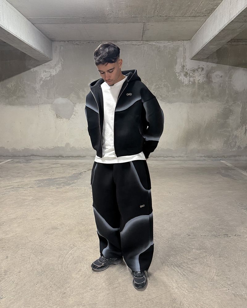 Herrenbekleidung Retro Gradient Kapuzenjacke Sweatshirt Lockere und bequeme High Street Design Jacke Hose_voghion.com