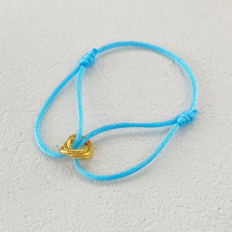 Şanslı Kırmızı Halat, Altın, Üst Düzey Dikişsiz Üç Halkalı Çift Bileklik, Moda Aksesuar_voghion.com