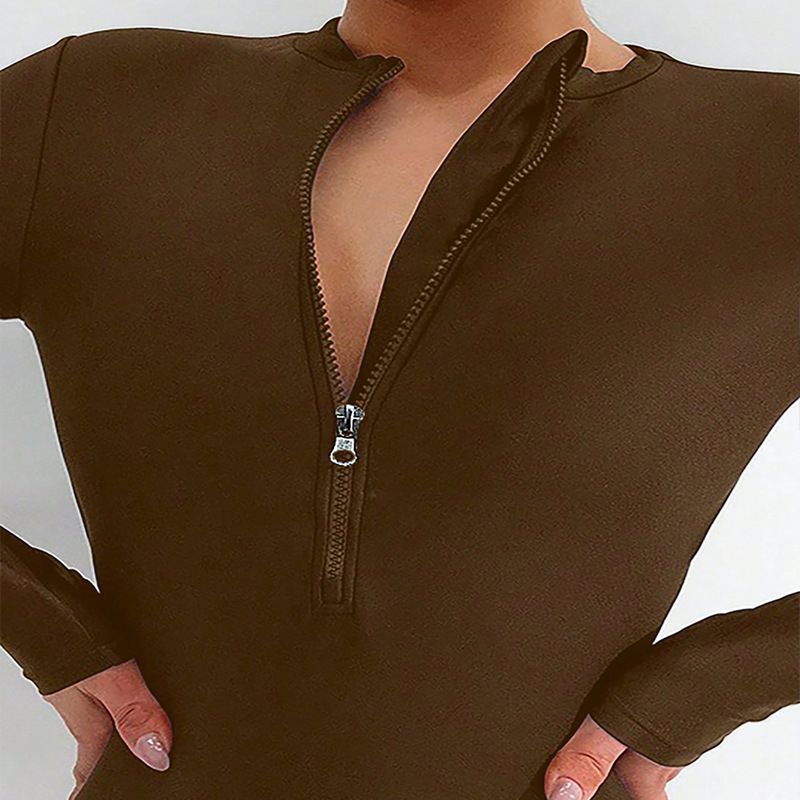 Maillot de bain une pièce imprimé à manches longues pour femme, avec fermeture éclair, couvrant le ventre, modèle conservateur, modèle 2025_voghion.com