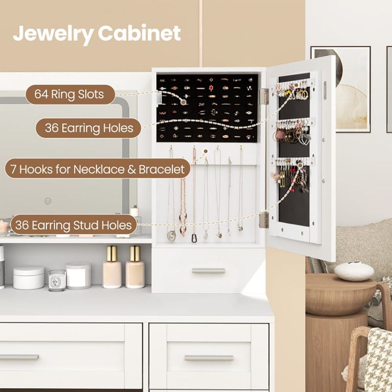 Makeup Vanity Desk With Mirror And Lights Dressing Table And Stool Set_voghion.com