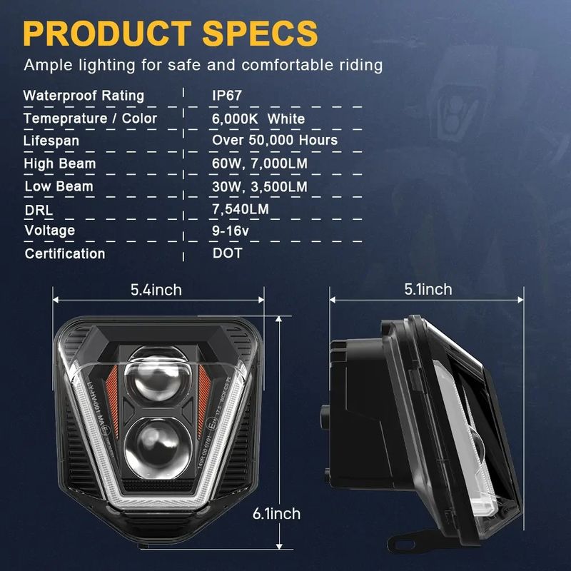 Conjunto de faróis de LED para motocicleta HUSQVARNA 2017-2021 300TE 150i 250i 300i com farol alto e baixo e modo de luz DRL âmbar_voghion.com