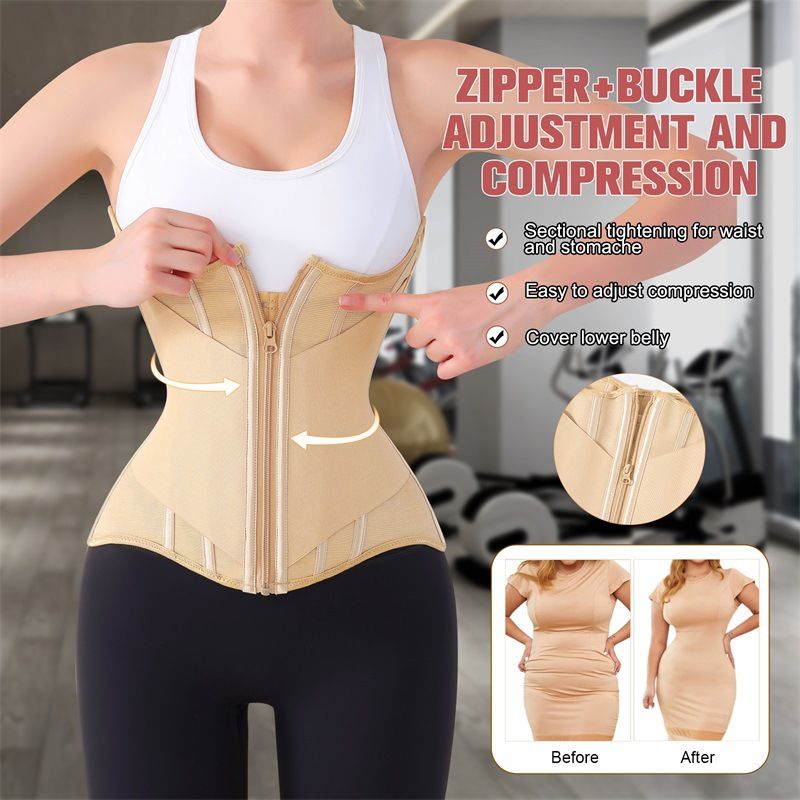 VoleFox Womens Yoga Belt Zipper Waist Trainer For Tummy Control Workout Slimming Waist Cincher For Hourglass Shape_voghion.com