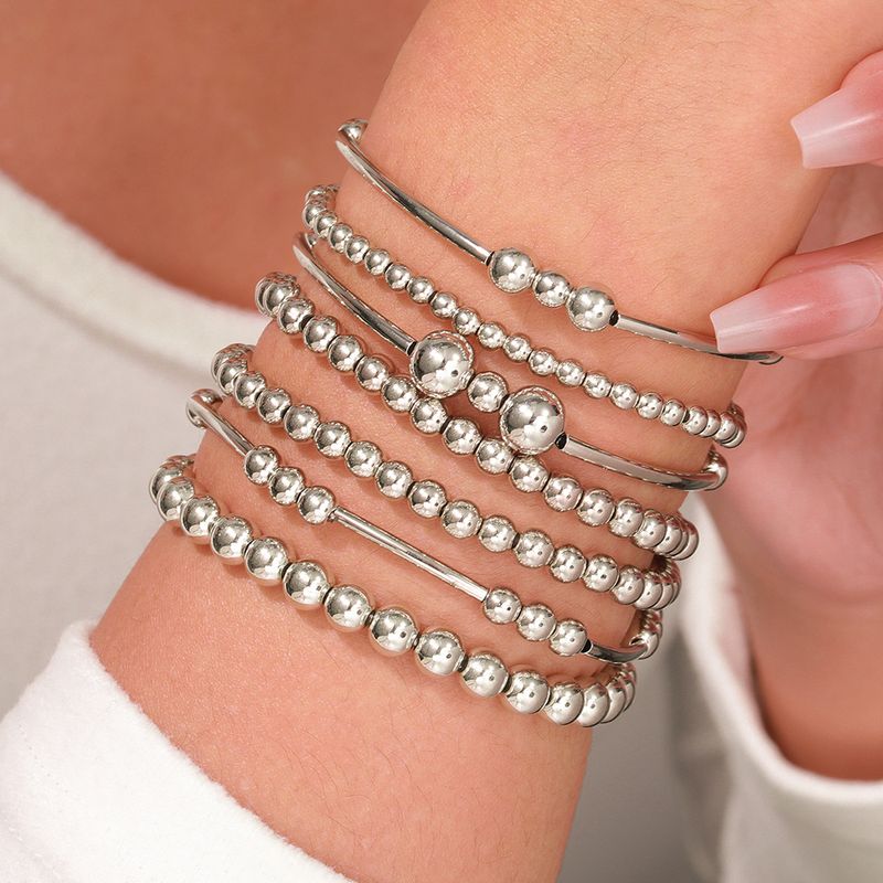 Simple Beaded Bracelet Retro Premium Elastic Beaded Stacked Wear Jewelry Bracelet Set_voghion.com