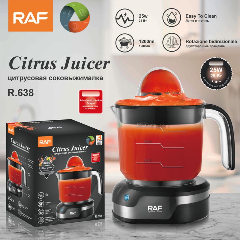 RAF EU Standard Electric Fresh Juicer, Home Automatic Lemon & Orange Juice Maker, Small Portable 1.2L Appliance_voghion.com