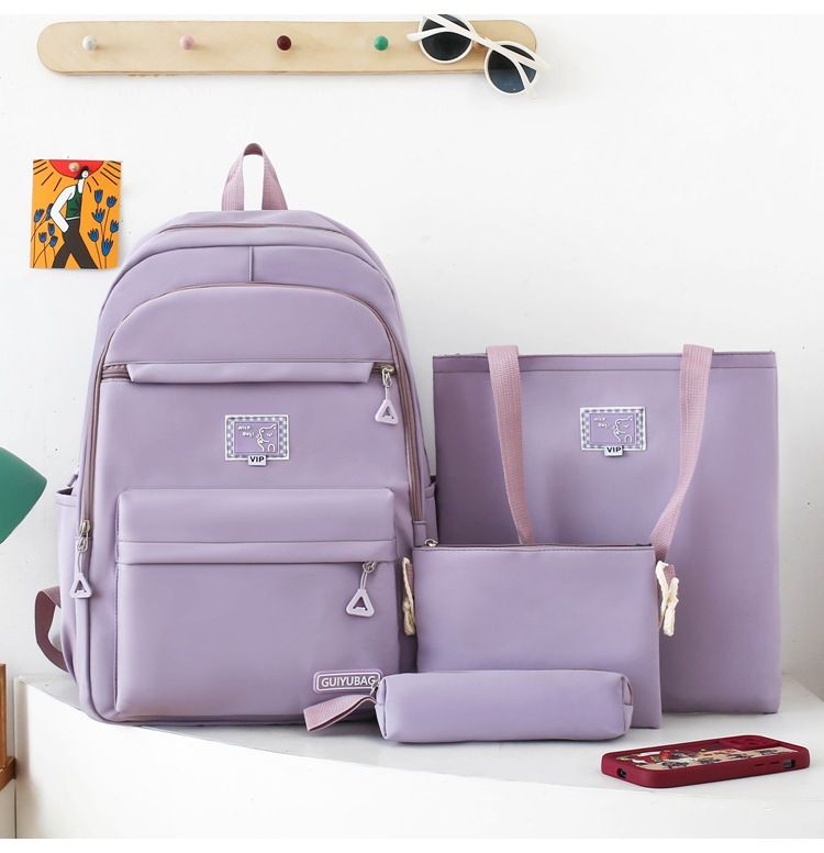 Zaini per bambini, nuovi zaini scolastici, semplici zaini in tinta unita, per studenti universitari, quattro pezzi, zaino da viaggio alla moda_voghion.com