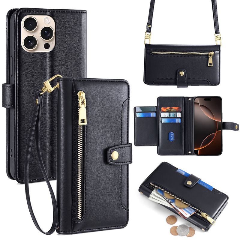 syct Compatible With IPhone Iphone 17 Flip Cover 13 Crossbody 15 Lanyard 16 Multifunctional 12 Pro Phone Leather Case_voghion.com
